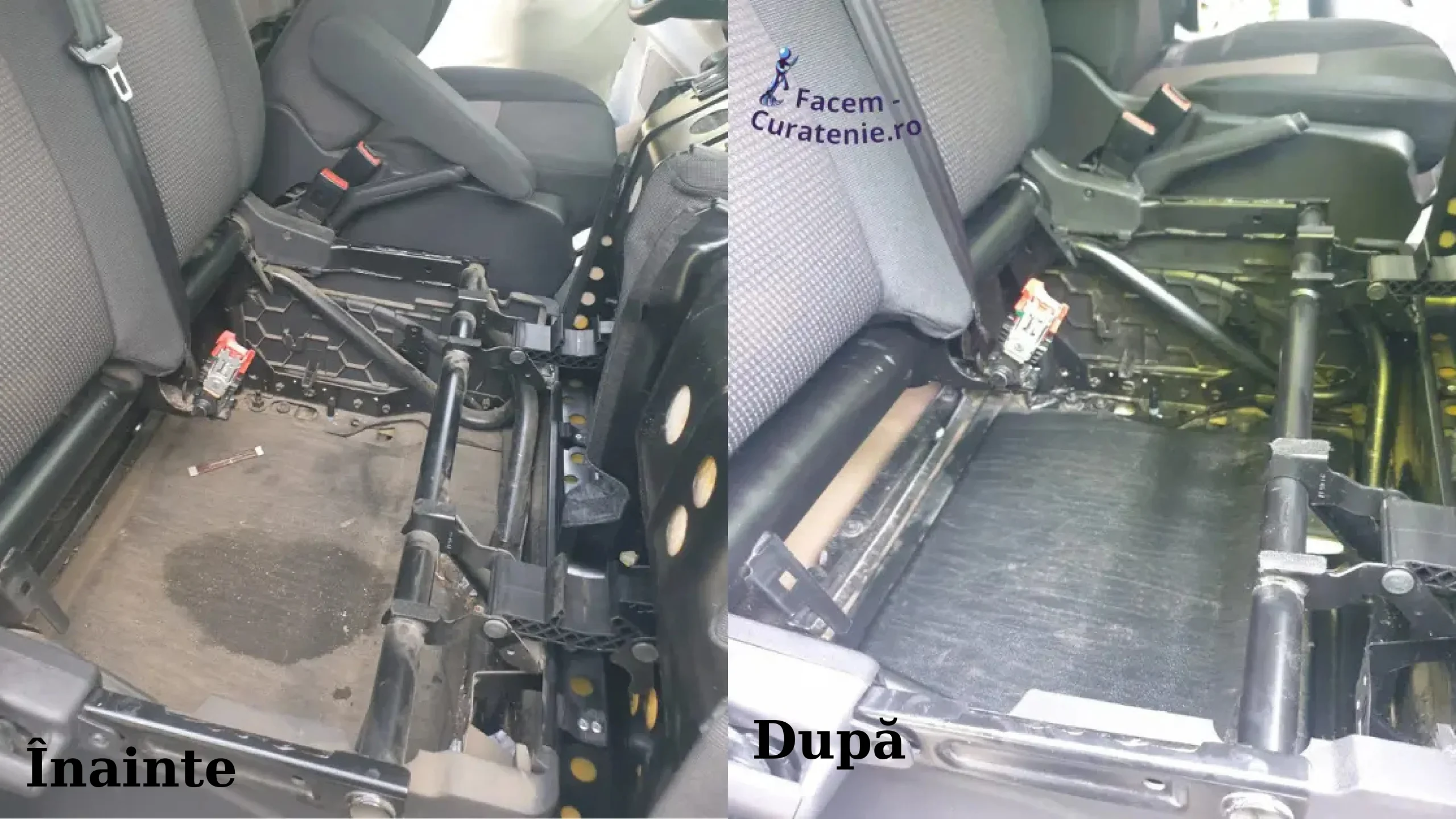 Inainte si dupa curatare auto sub bancheta